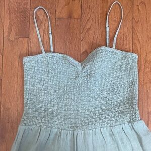 Faherty Seafoam Green Linen Wide Leg Jumpsuit